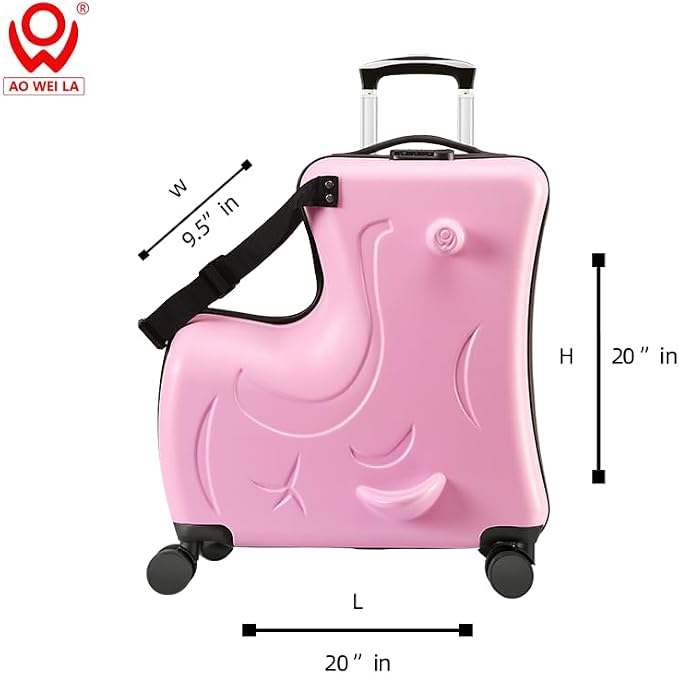 N-A Kids Ride On Suitcase with Wheels, Scooter Luggage - Image 3
