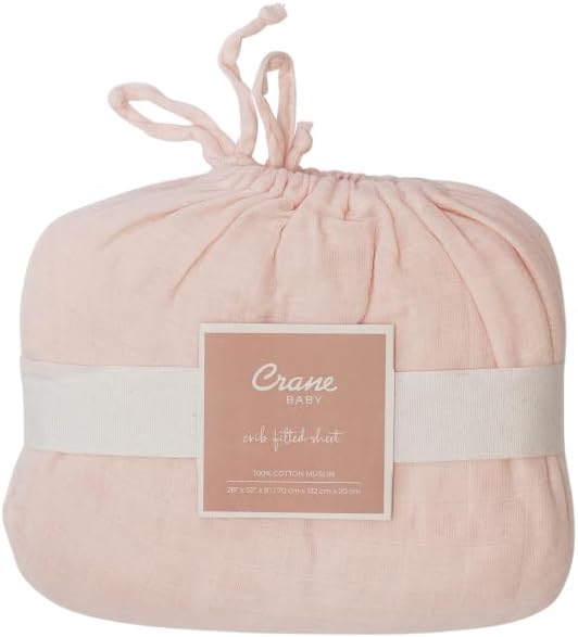 Crane Baby Cotton Sateen Fitted Sheet, Desert Rose, Soft Cotton Crib Sheets - Image 5