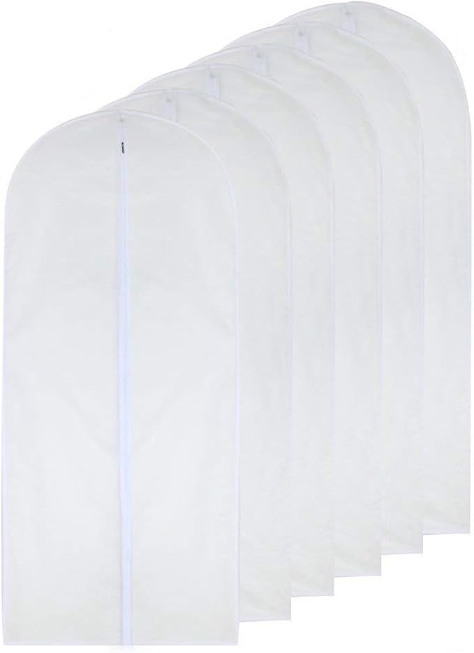 Dress Bags for Hanging Clothes 24'' x 54'' Long Dress Hanging Garment Bag White by HomeClean
