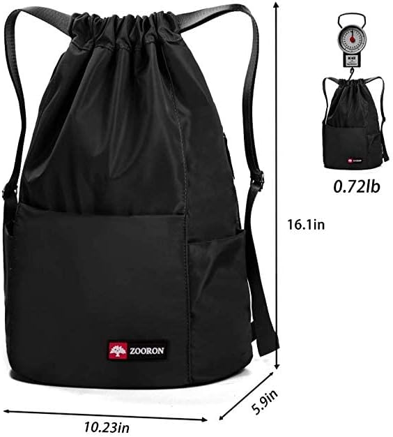 ZOORON Waterproof Drawstring Gym Backpack Bag - Image 3