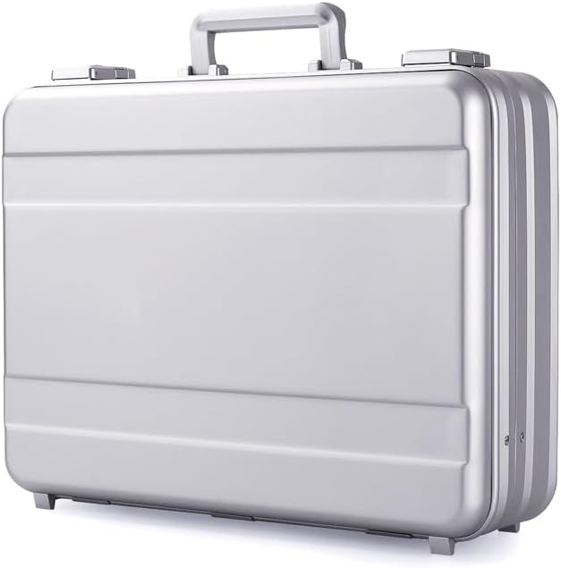 Aluminum Briefcase Metal Toolkit Box TSA Combination Lock Luxury Case by urecimy