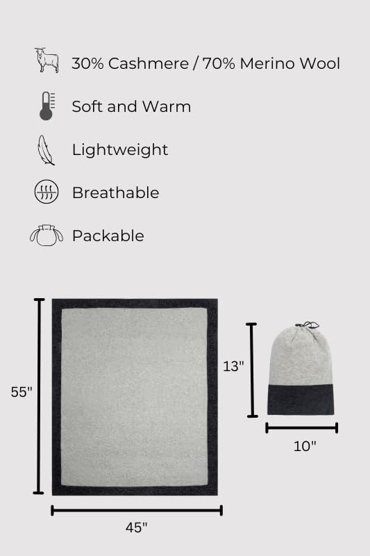 Jet&Bo Luxurious Cashmere Merino Blend Travel Blanket, Airplane-Ready in - Image 5