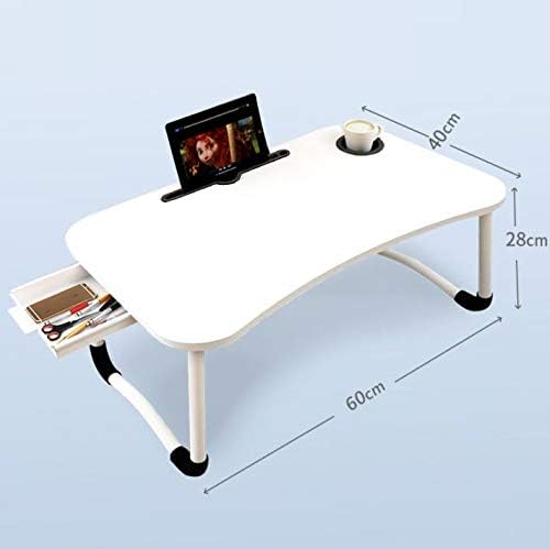 23.6'' Ergonomic Lap Desk with Storage Drawer & Cup Holder, Foldable Laptop Bed - Image 4