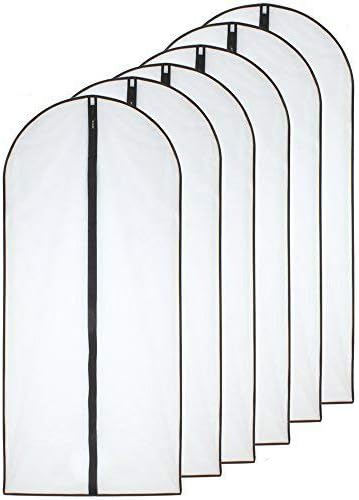 Hanging Garment Bag Lightweight Clear Full Zipper Black Dress Bags PEVA Garment by HomeClean