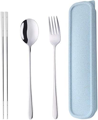 Portable Travel Flatware 3PCS Spoon Fork Chopsticks Set 18/10 Stainless Steel by DOBUYOO