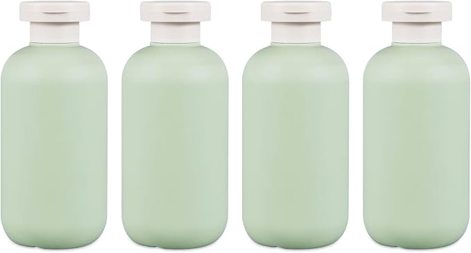 ASEVAT 6.7oz 4Pcs Green Plastic Refillable Travel Shampoo and Conditioner by ASEVAT