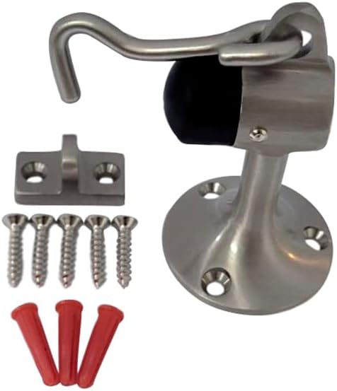 QCAA Door Stop, Solid Brass, Height 3-15/16", Satin Nickel, 1 Pack, Made in by QCAAHardware