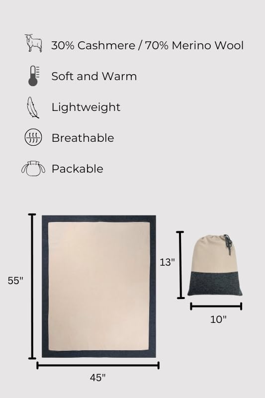 Jet&Bo Luxurious Cashmere Merino Blend Travel Blanket, Airplane-Ready in - Image 4