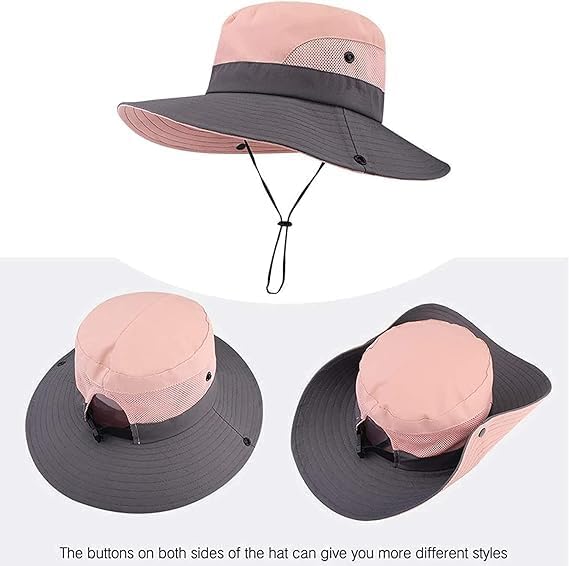 ZOORON Women's Ponytail Safari Sun Hat, Wide Brim UV Protection Outdoor Bucket - Image 5
