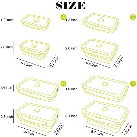 4 Pack Collapsible Silicone Food Containers Storage Lunch Bento Box - Image 5