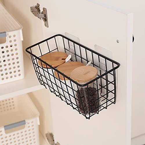 2 Set Hanging Wall Basket Organizer Over the Cabinet Door Wire Baskets - Image 8