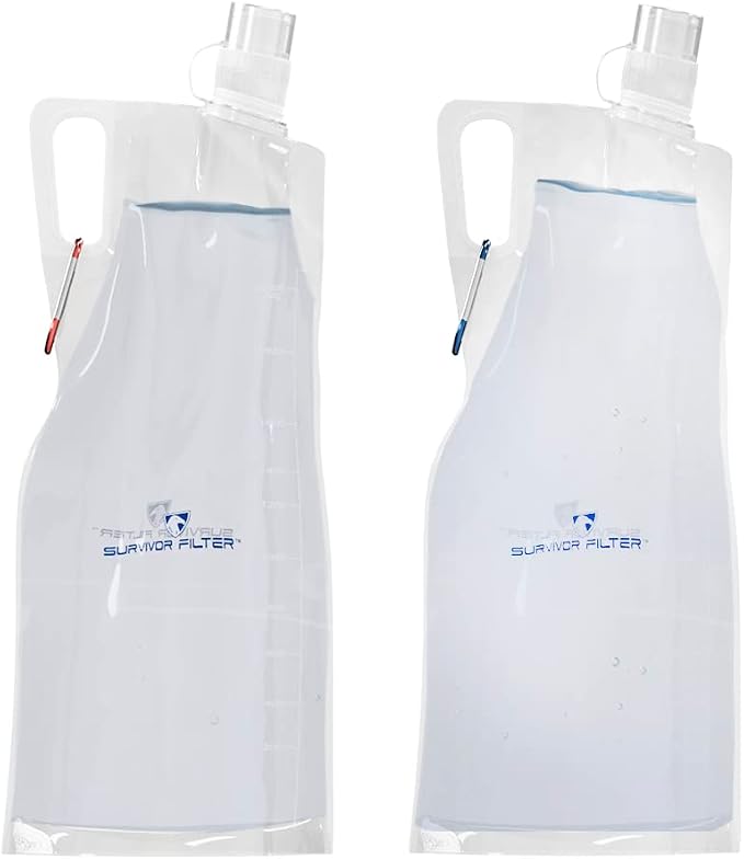 Survivor Filter Collapsible Water Bottles, Canteens 2 Pack by SurvivorFilter