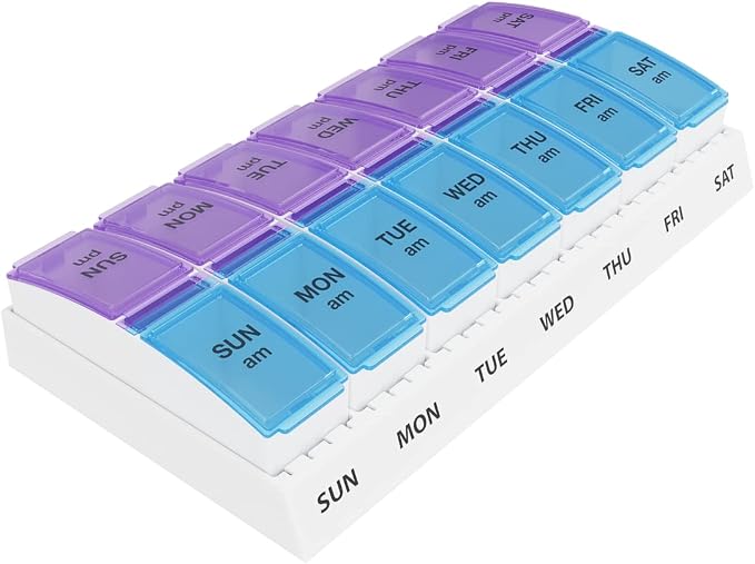 Ezy Dose Weekly AM/PM Pill Organizer, Vitamin and Medicine Box, Small Pop-out by EZYDOSE