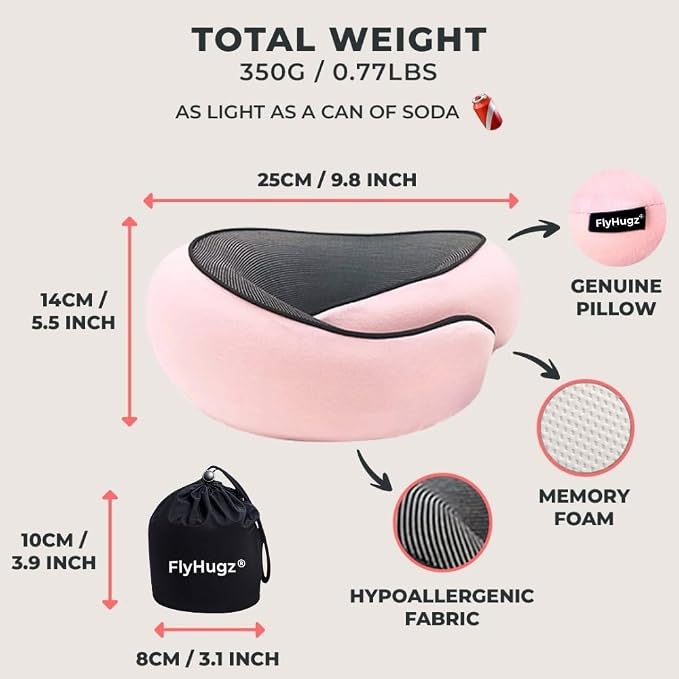 FlyHugz® Neck Travel Pillow | Memory Foam Neck Pillow - Image 5