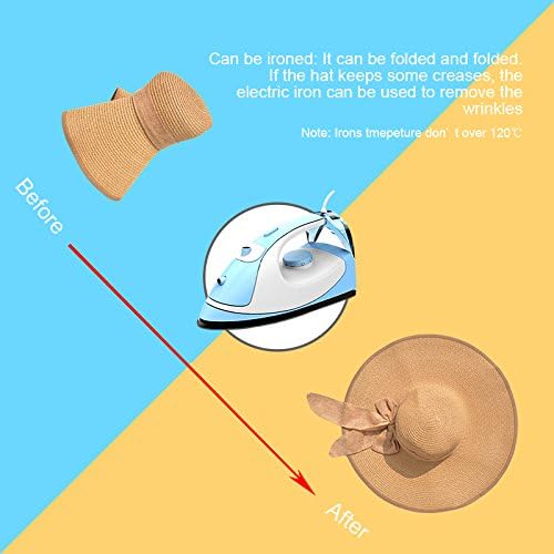 DRESHOW Beach Hats for Women Big Straw Wide Brim Summer Hat Floppy Foldable - Image 4