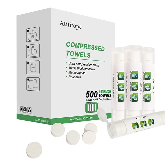 Compressed Towel Camping Hiking Travel Reusable Clean Towels Coin Tissues Bulk by Atitifope