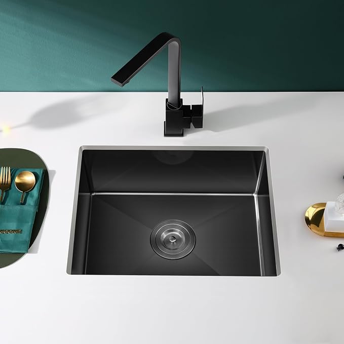 22 x 18 Inch Undermount Kitchen Sink, 18 Gauge Stainless Steel Handmade Single - Image 7