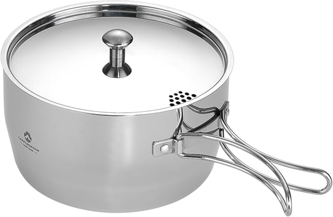 CAMPINGMOON 2 Quart Camping Saucepan 3-ply Stainless Steel Cooking Pot w/Lid by CAMPINGMOON
