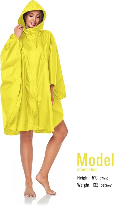 SaphiRose Unisex Rain Poncho Hooded Waterproof Raincoat - Image 4