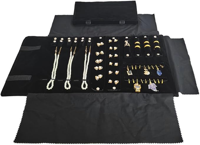 Velvet Travel Jewelry Case Roll Bag Organizer - Image 2