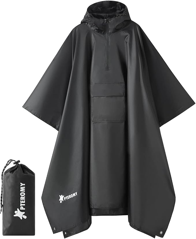 PTEROMY Hooded Rain Poncho for Adult by PTEROMY