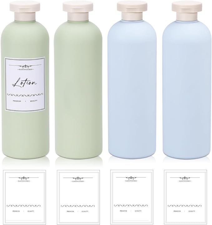 13.5 oz Plastic Travel Shampoo Bottles, Refillable Flip Cap Squeeze Bottles by UMETASS