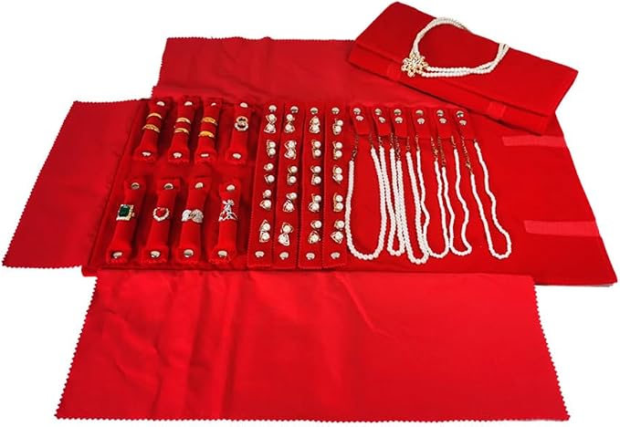 Velvet Travel Jewelry Case Roll Bag Organizer - Image 3