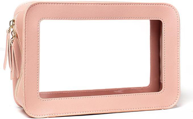 Clear Makeup Bag Small, TSA Approved Portable Toiletry Bag by FFpaw