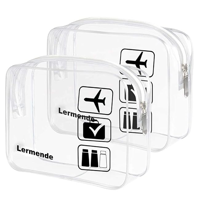 Lermende 2pcs Clear Toiletry Bag TSA Approved Travel Bag, Carry On by Lermende