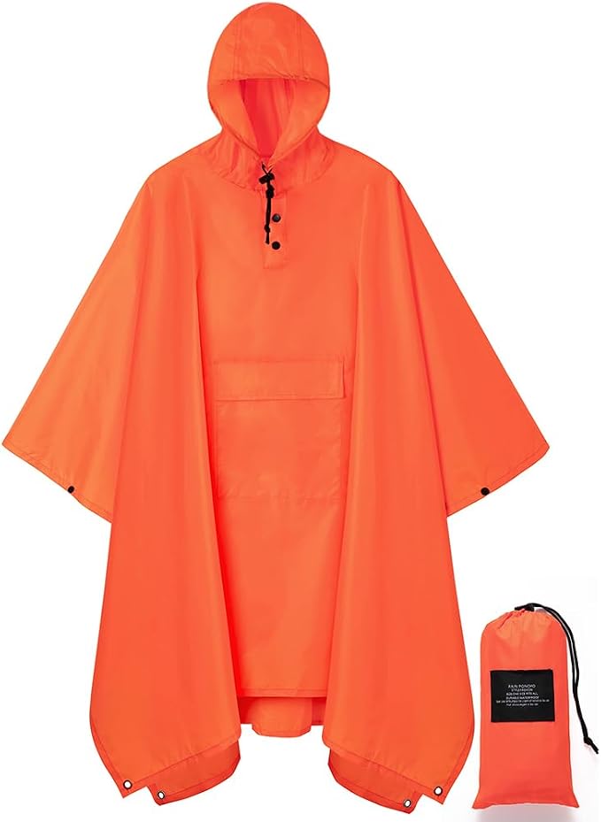 salamra Hooded Rain Poncho Waterproof Raincoat Jacket by salamra