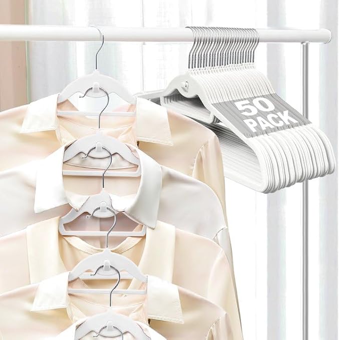 Velvet Felt Stackable Hangers 50 Pack, Non Slip, by UEAKPIC