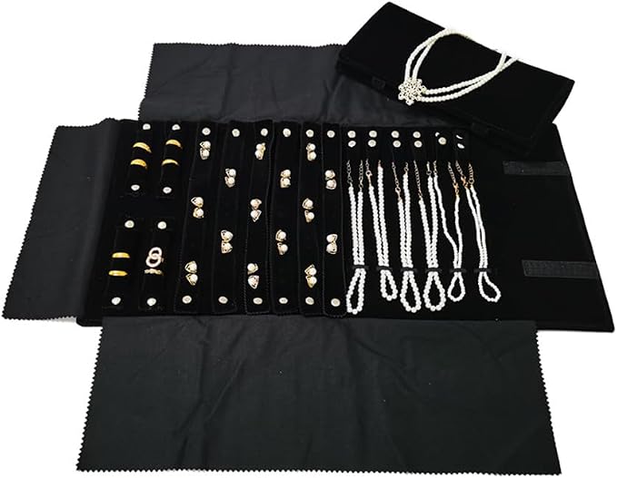 Velvet Travel Jewelry Case Roll Bag Organizer - Image 2