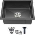 24x18 Inch Undermount Kitchen Sink Nano Black, 18 Gauge Stainless Steel Single by DROPINKITCHENSINK