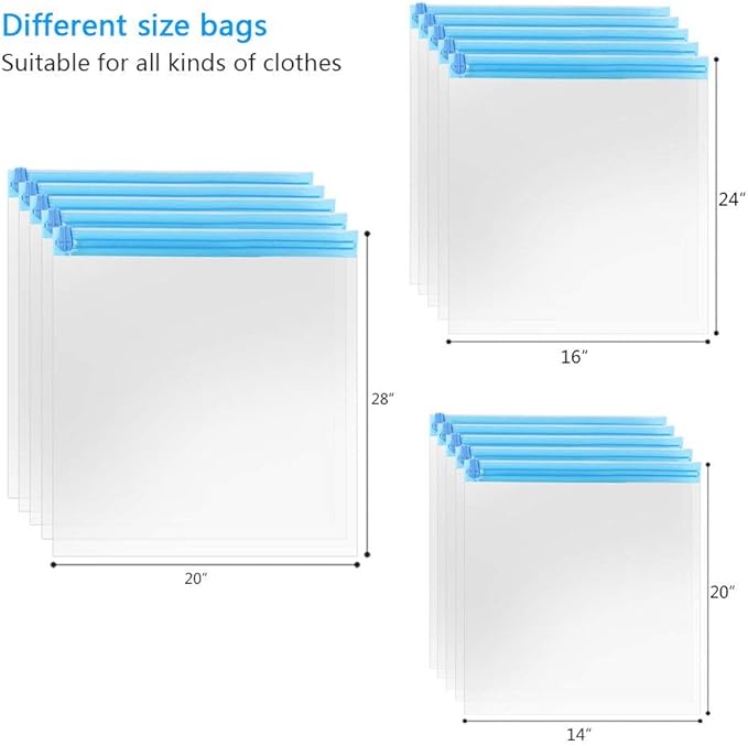 10Pack Travel Space Saver Bags, Reusable KFYM Vacuum Travel Storage Bag - Image 3