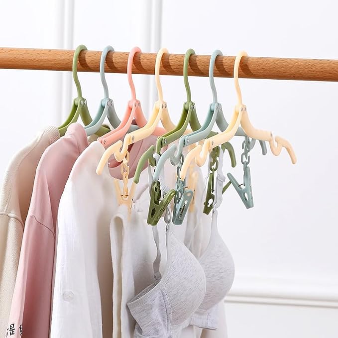 24 Pcs Travel Hangers with 48 Pcs Clips, Portable Folding Clothes Hangers - Image 4