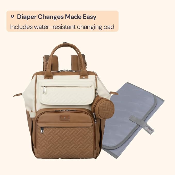 BabbleRoo Leather Diaper Bag Backpack, Unisex Stylish Travel Back Pack Nappy - Image 7