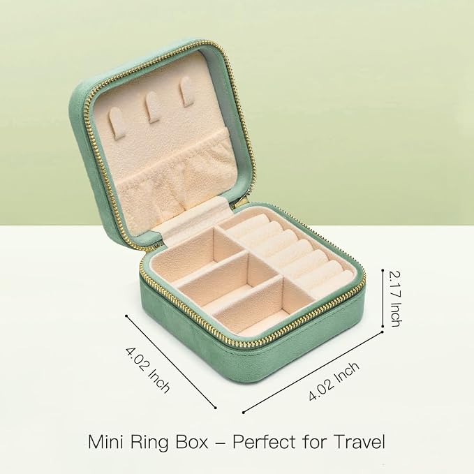 Travel Jewelry Case, Small Plush Velvet Jewelry Box - Image 3