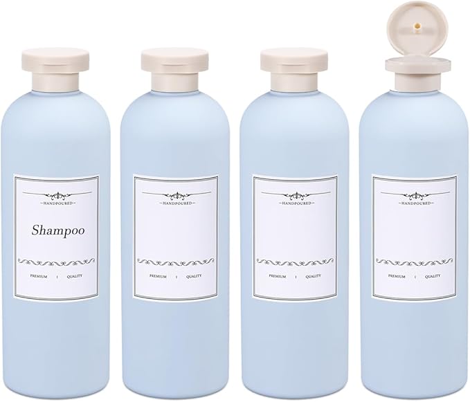 ASEVAT 13.5oz 4pack Refillable Travel Shampoo and Conditioner Bottles, Travel by ASEVAT