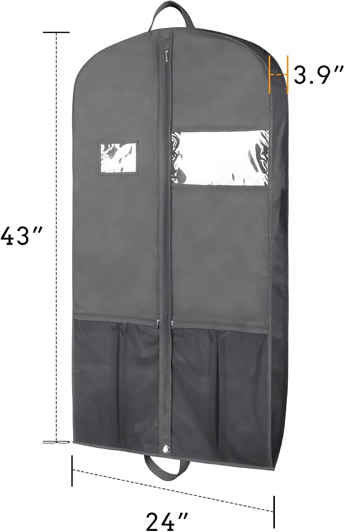 Zilink 43" Suit Bags for Closet Storage and Travel Gusseted Hanging Garment - Image 5