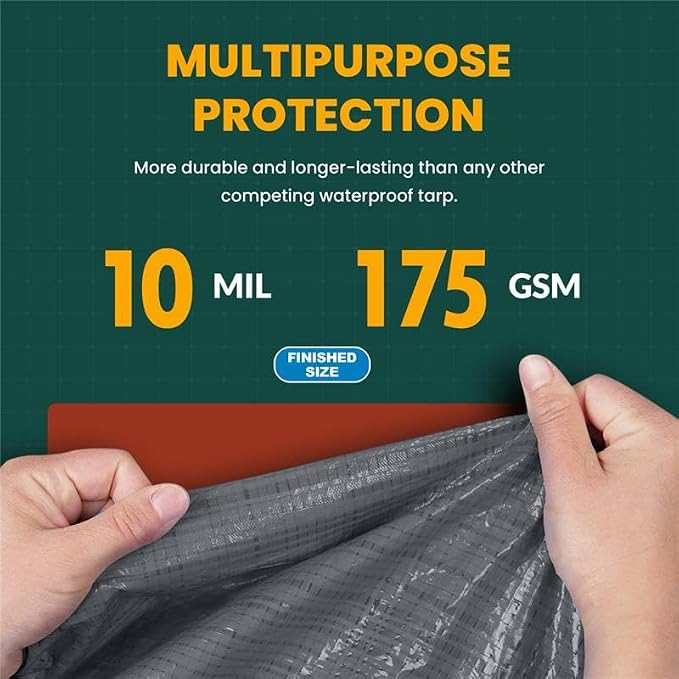 Tarp Cover 24X24 Silver/Black Heavy Duty Thick Material, Waterproof, RV Or Pool - Image 3