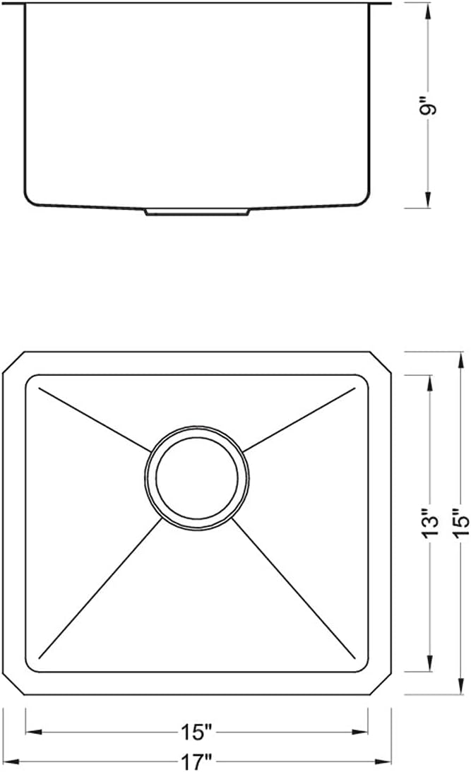 17 in. x 15 in. x 9 in. 16-Gauge Stainless Steel Undermount Single Bowl Bar - Image 9