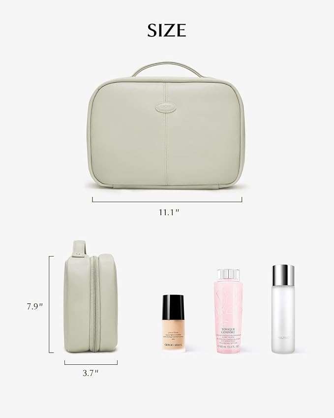 EACHY Toiletry Bag with Hanging Hook, Travel Makeup Bag PU Leather Cosmetic Bags - Image 6