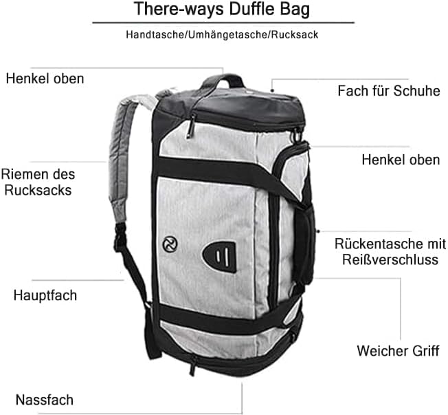 Gym Duffle Bag Backpack Waterproof Sports Duffel Bags Travel Weekender Bag - Image 3