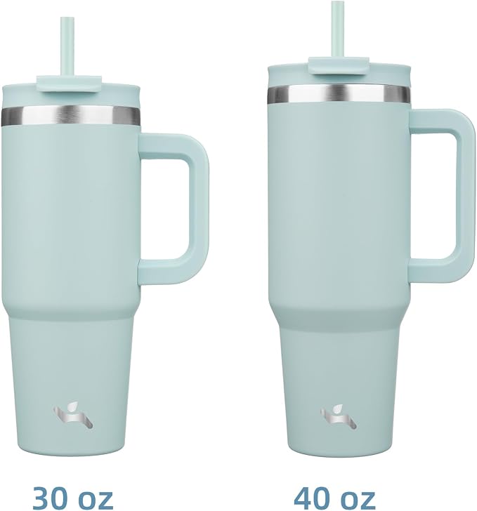 30 oz Tumbler with Handle and 2 Straws, 2 in 1 Lid Insulated Water Bottle - Image 3