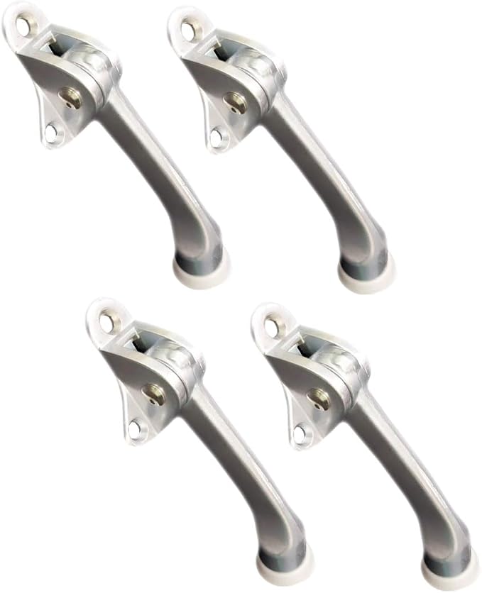 QCAA Heavy Duty Kickdown Door Stopper, Zinc Die Cast, Satin Chrome, 4 Pack by QCAAHardware