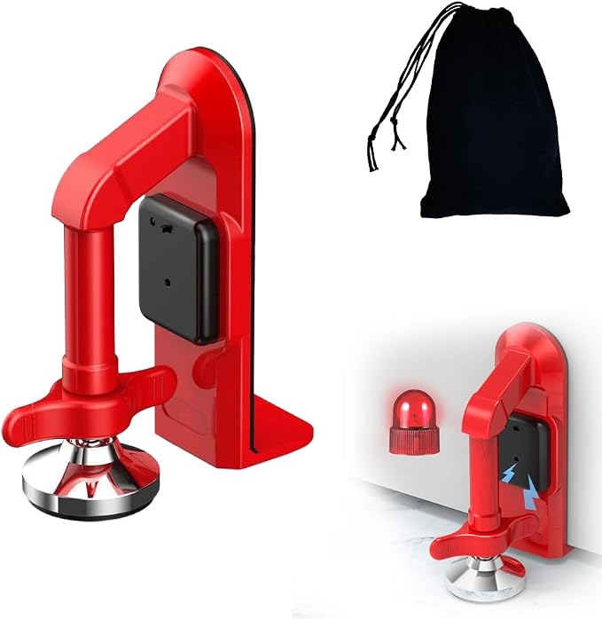 Portable Alarm Door Stopper for Additional Safety in Hotel, Apartment and by Unknown