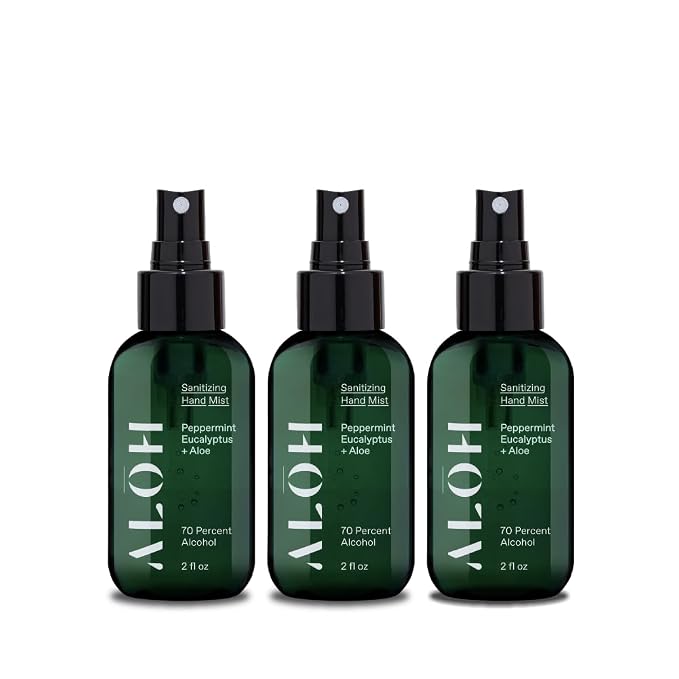ALŌH Sanitizing Hand Mist 3-pack | Peppermint Eucalyptus + Aloe | 70% Alcohol by AL%C5%8CH