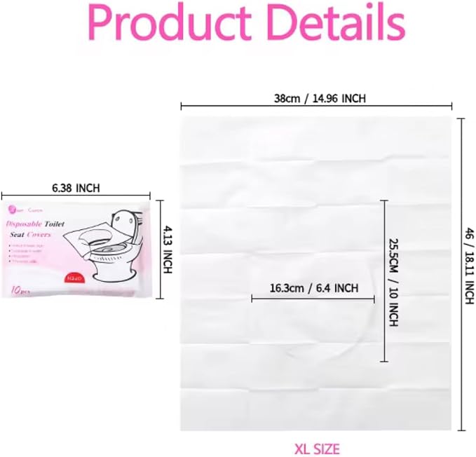 Disposable Toilet Seat Covers – Pack of 10 | Flushable & Portable Travel Toilet - Image 2
