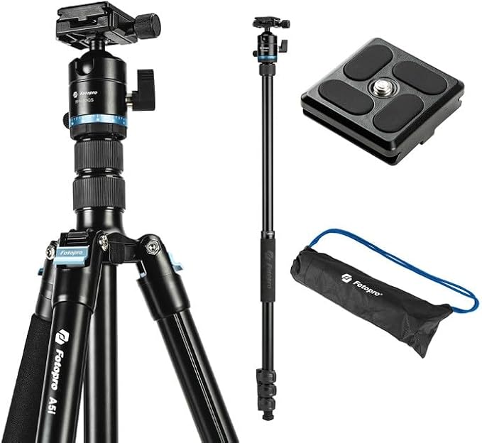 Fotopro 73" Camera Tripod, Aluminum Compact Travel Tripod and Monopod by Fotopro