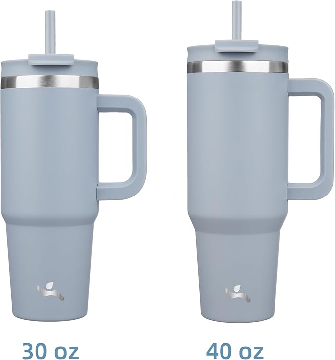 30 oz Tumbler with Handle and 2 Straws, 2 in 1 Lid Insulated Water Bottle - Image 3